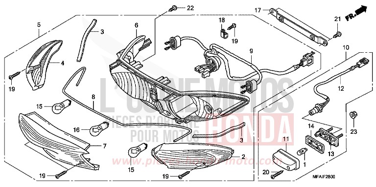 REAR COMBINATION LIGHT for CBF1000 ABS PEARL NIGHTSTAR BLACK (NHA84) from 2009
